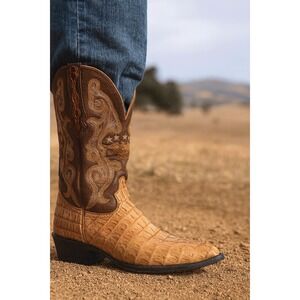 El GENERAL Alligator EMBROIDERED Western Cowboy Boots Men 10 Old Money Classic